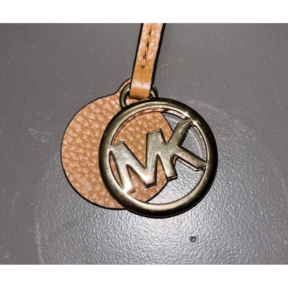 MICHAEL KORS Gold MK Logo & Leather Strap Handbag Hang Tag FOB Charm